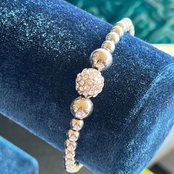 Silver Fireball Stretch Bracelet  Made with Genuine Swarovski Crystals - Picture 1 of 9